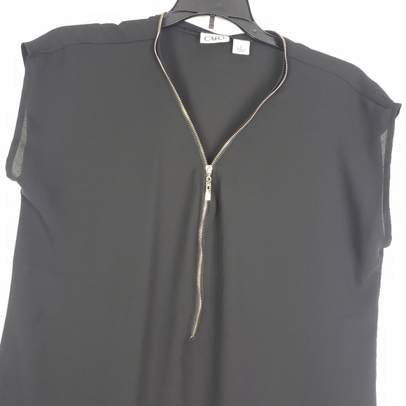 Cato‎ Black With Golden Zipper Detail Around small Cap Sleeve - Picture 5 of 5